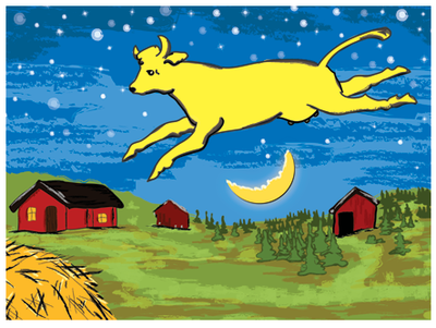 Cow jumping over moon image