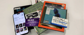 photo of books, media and library cards 