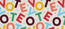 letters and stars spelling out the word 'vote'