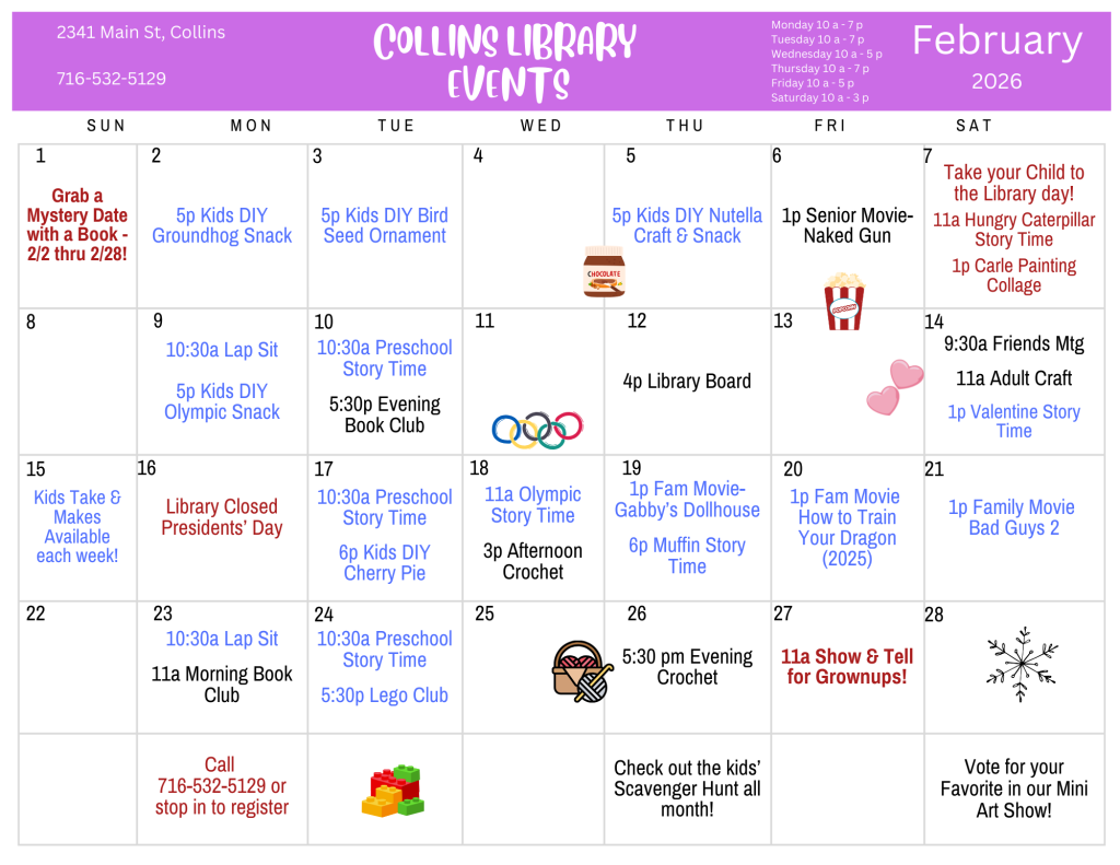 February 2026 events - details https://buffalolib.libcal.com/calendar/events?cid=12898&t=m&d=2026-02&cal=12898&cm=5199&inc=0