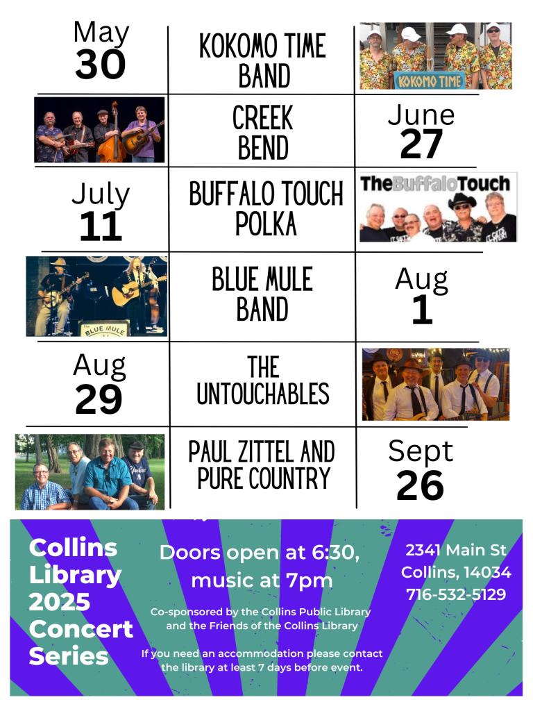 List of 2025 concerts - text follows image.