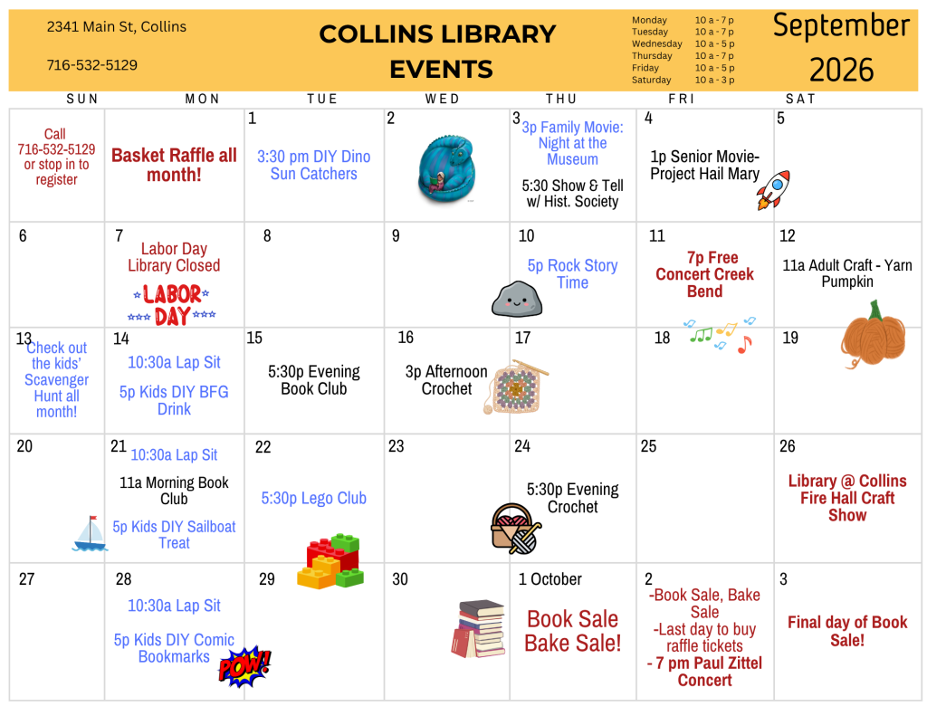 September 2026 Events calendar. Details below or at https://buffalolib.libcal.com/calendar/events?cid=12898&t=m&d=2026-09&cal=12898&cm=5199&inc=0