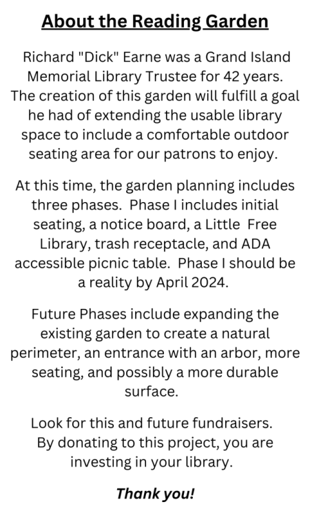 About the Richard Earne Memorial Reading Garden