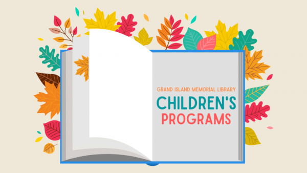 Book with Grand Island Memorial Library Children's Programs written on page