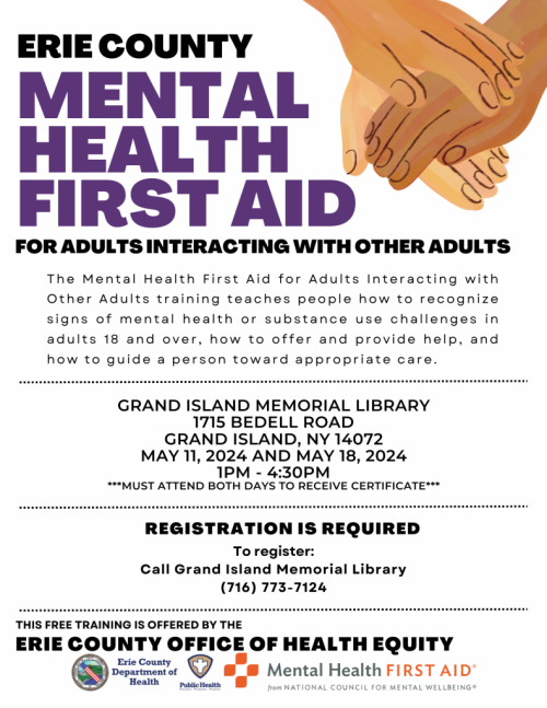 Erie County Mental Health First Aid for Adults Interacting With Other Adults 