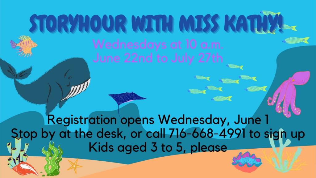 Registration opens June 1 for this summer's Storyhour with Miss Kathy