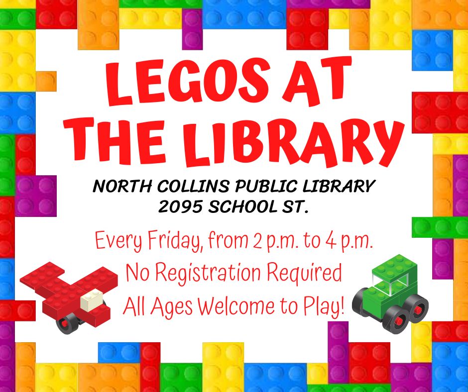 Drop-in LEGO Fun at the library every Friday, from 2p to 4p