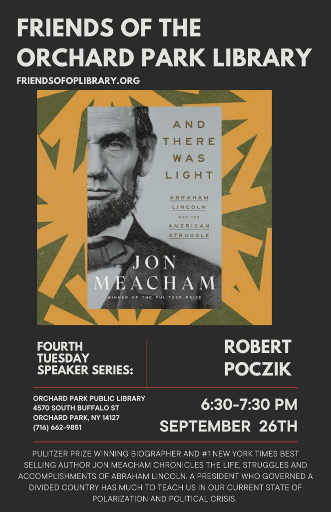 Fourth Tuesday Speaker Series Tuesday September 26th at 6:30pm 