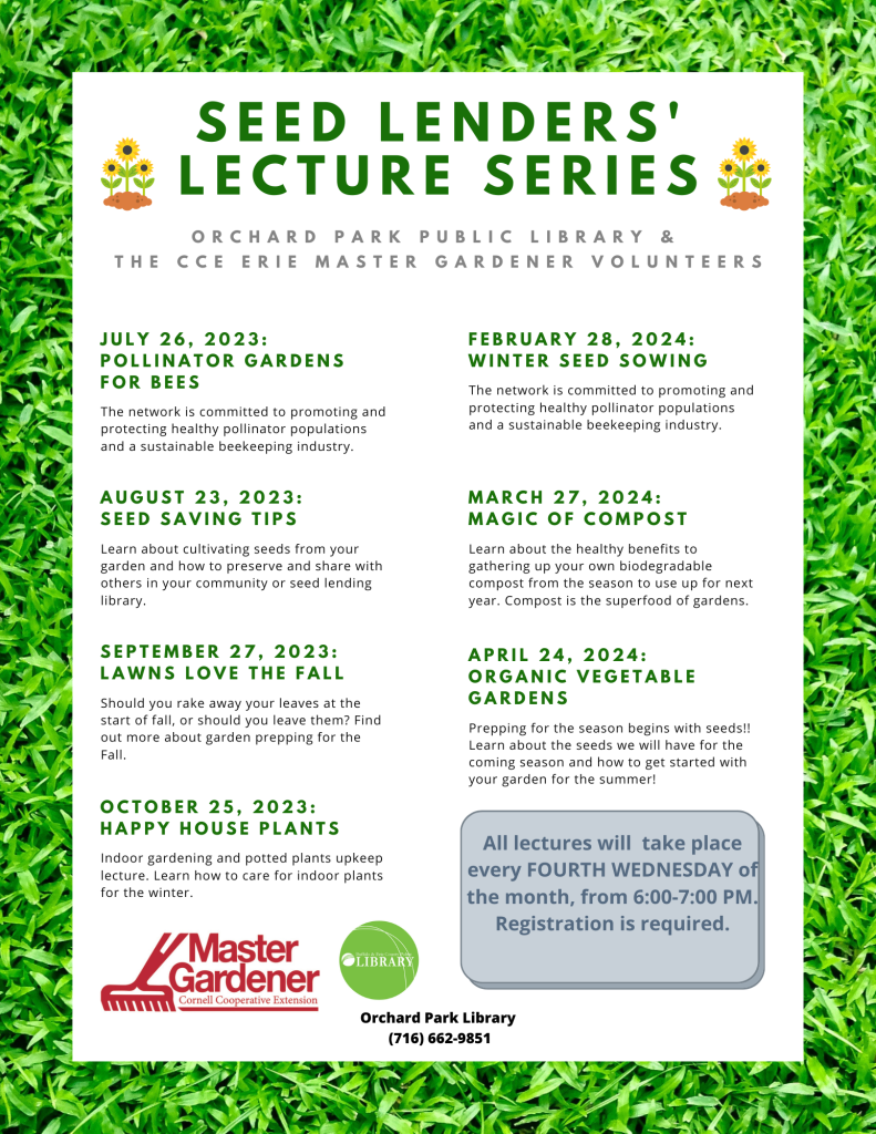 seed lenders lecture series - please call the library for more information 716-662-9851
