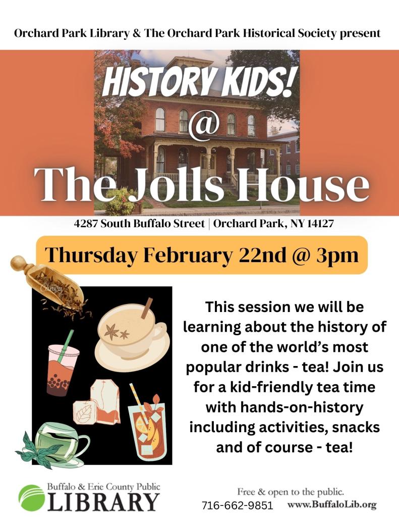 thursday february 22nd at 3pm - hosted by library staff at the jolls house call the library to sign up