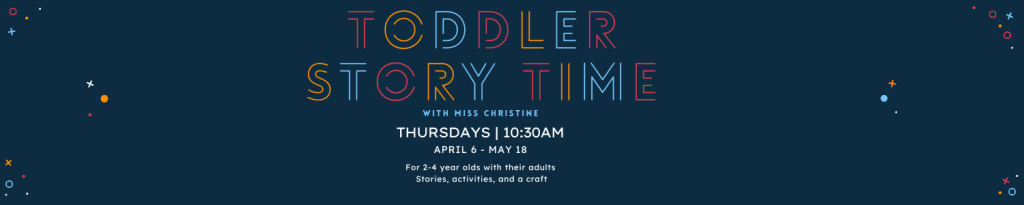 Family Story Time, with Miss Christine.  Wednesdays | 6:00pm. For children 0-8 with their adults stories, activities, and a craft