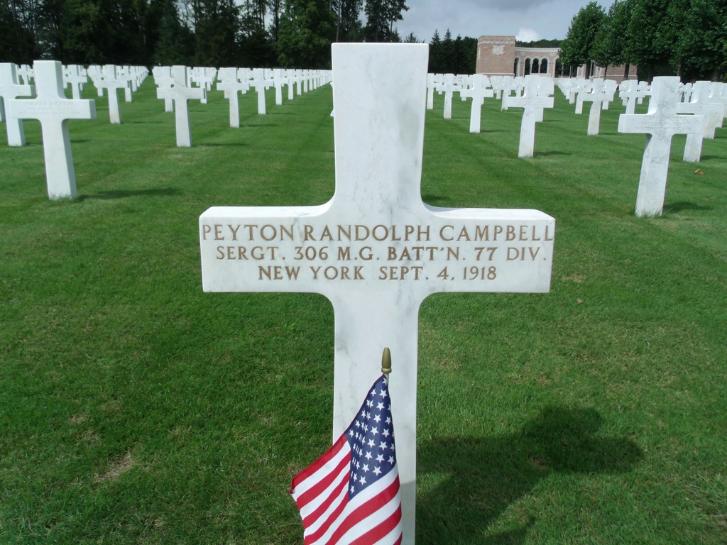 Gravesite in Oise-Aisne American Military Cemetery, Eastern France, not far from Chateau Thierry